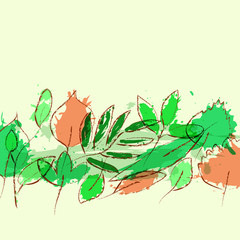 Fresh spring leaves grunge vector background