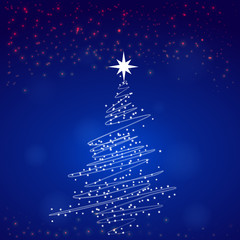 Christmas tree from light. Vector illustration.