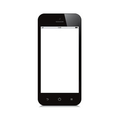 smartphone with white blank screen on white background