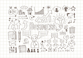 Hand doodle Business icon set idea design