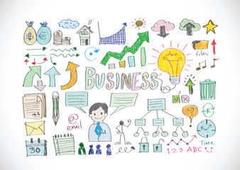 Obraz na płótnie Canvas Hand doodle Business icon set idea design