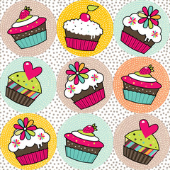 Sweet cake. Seamless pattern. Vector.
