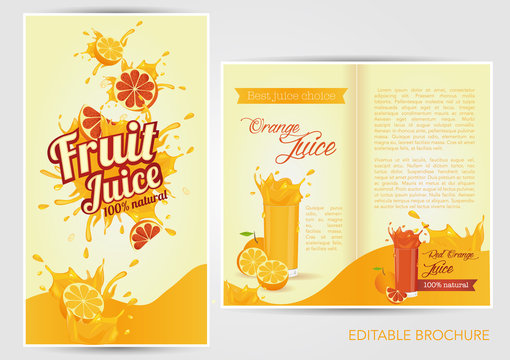 Editable brochure folder fruit juice