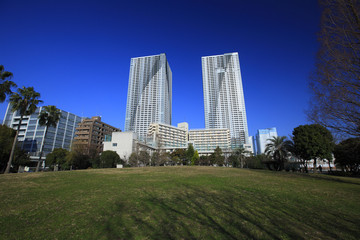 Fototapeta na wymiar Cityscape and Skyscrapers in Harumi
