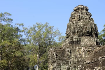 Wandcirkels aluminium Bayon temple, Cambodia © tatsianat