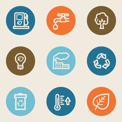 Ecology web icon set 1, color circle buttons