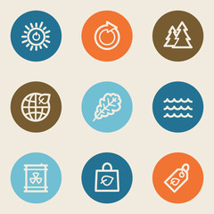 Ecology web icon set 3, color circle buttons