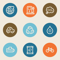 Ecology web icon set 4, color circle buttons