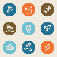 Ecology web icon set 5, color circle buttons