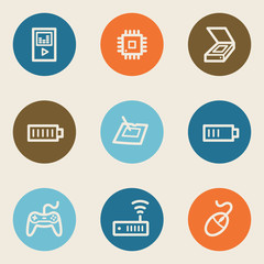 Electronics web icon set 2, color circle buttons