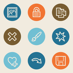 Image viewer web icon set 2, color circle buttons