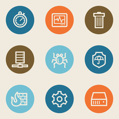 Internet security web icons , color circle buttons