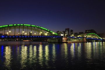 Fototapeta na wymiar Night View of Kachidoki Bridge