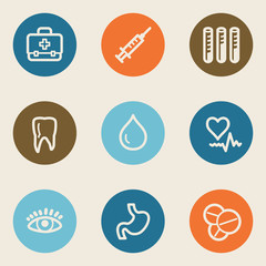 Medicine web icon set 1 , color circle buttons