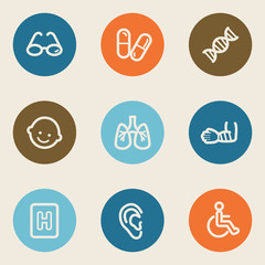 Medicine web icon set 2 , color circle buttons