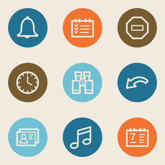 Organizer web icons , color circle buttons