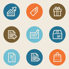 Shopping web icon set 1 , color circle buttons