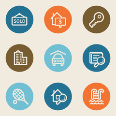 Real estate web icons , color circle buttons