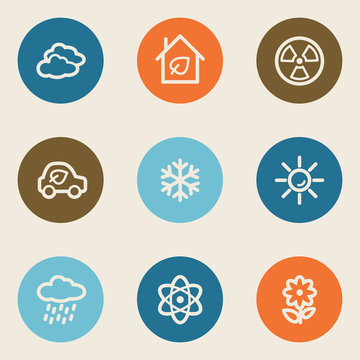 Ecology web icon set 2, color circle buttons