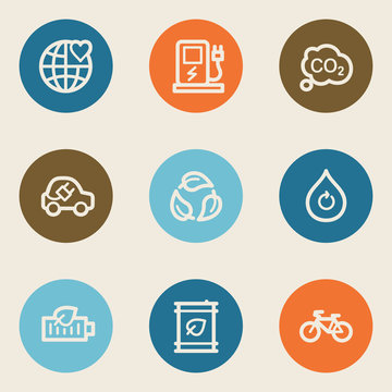 Ecology web icon set 4, color circle buttons