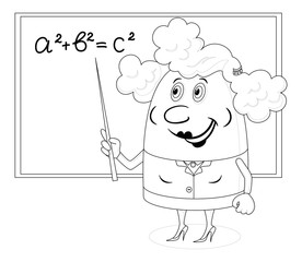 Teacher woman with blackboard, contour