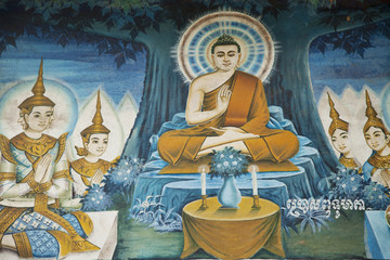 Buddhist temple wall painting