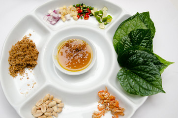 Miang kham, traditional snack from Thailand and Laos