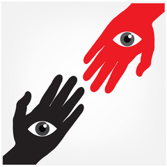hand with the eye,vision concept