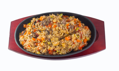 Japanese Cuisine Fried Rice with Vegetables and Chicken
