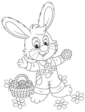 Easter Bunny with a basket of eggs