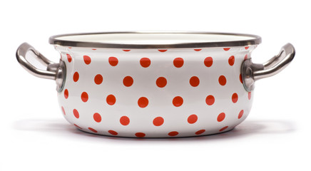 Saucepan with Red Dots isolated on white