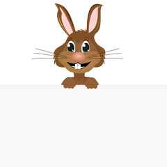 rabbit with a big blank banner