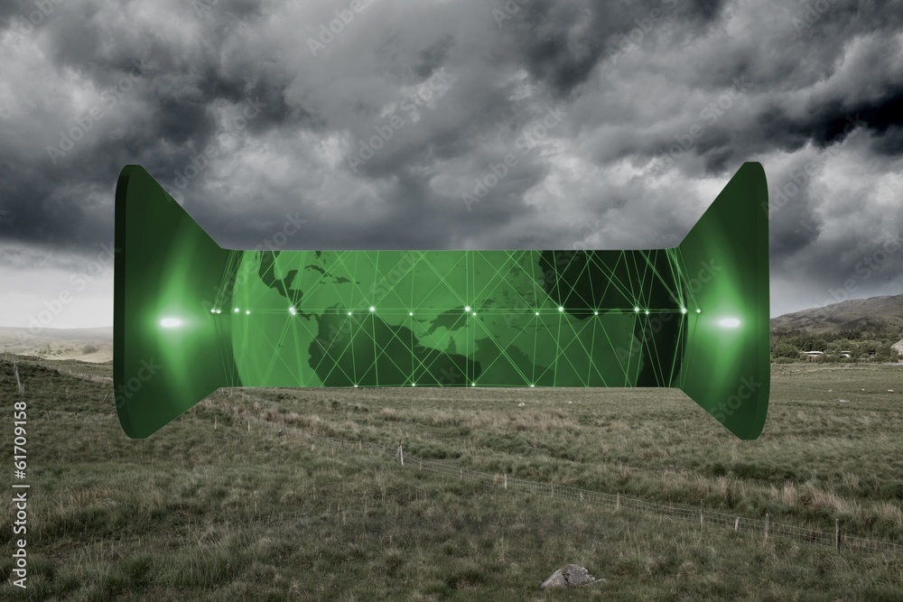 Poster composite image of green earth on abstract screen