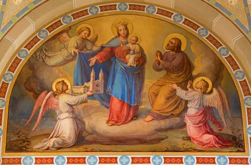 Foto auf Acrylglas Vienna - Fresco of Madonna in the heaven in Carmelites church © Renáta Sedmáková