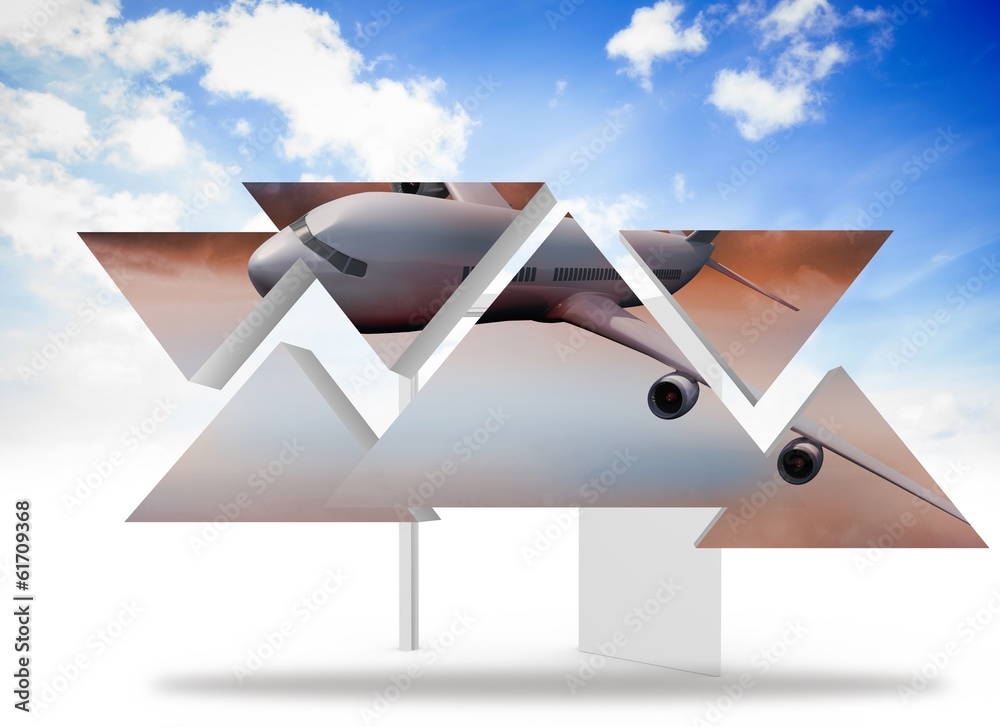 Poster Composite image of airplane on abstract screen