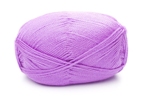 ball of violet threads white background