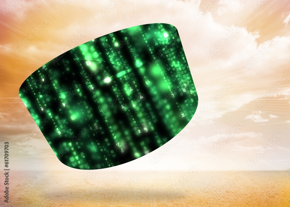 Poster Composite image of green matrix on abstract screen