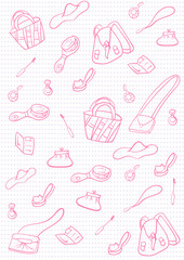 Backgroung girl's things sketch style