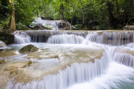 Era-wan waterfall National Park at Kanchanaburi, Thailand © hacksss23