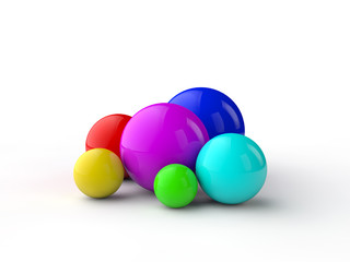Colorful spheres with different sizes over white background
