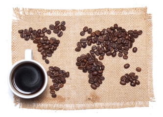 Coffee map on hessian background