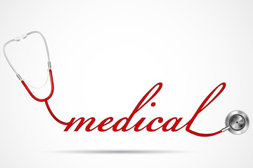 illustration of doctor's stethoscope forming medical word
