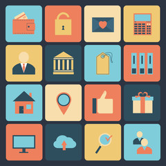 Flat set of modern vector icons .