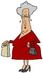 Old woman carrying a sack