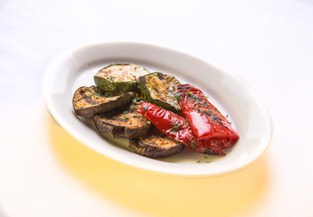 eggplant with red pepper grilled