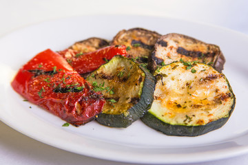 eggplant with red pepper grilled