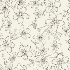 Cherry blossom seamless pattern.