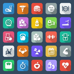 flat fitness & health iconset colorful