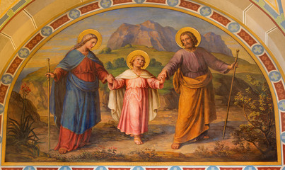 Naklejka premium Wiedeń - Fresk Świętej Rodziny w kościele karmelitów