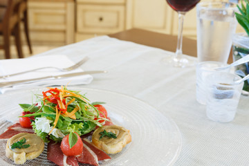Prosciutto ham and fresh salad